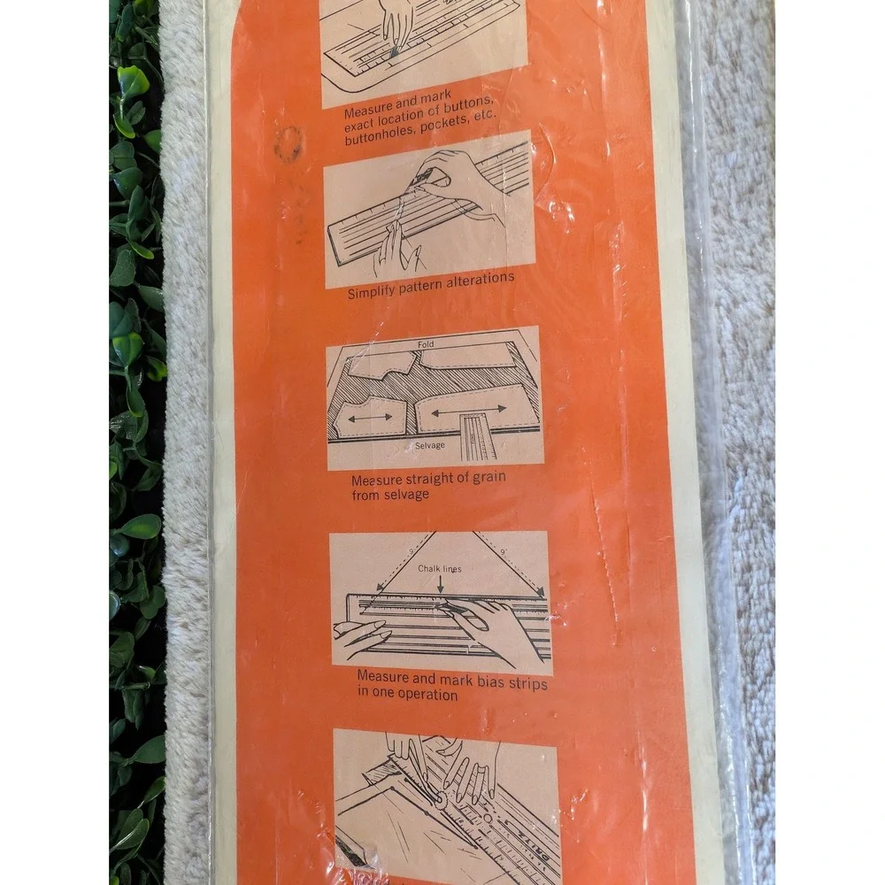 Vintage Dritz See-Thru Dressmakers Ruler Transparent Sewing T-Square Tool
